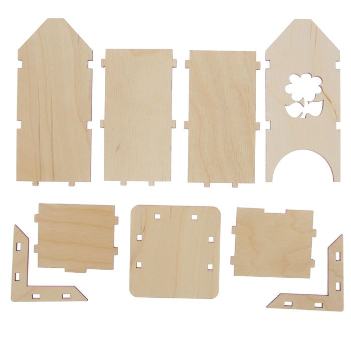 Чайный домик из фанеры "С цветком" (мини) набор 9 деталей