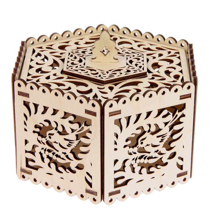 Шкатулка из фанеры для декора (11 деталей) "С птичками" 16х16х10 см