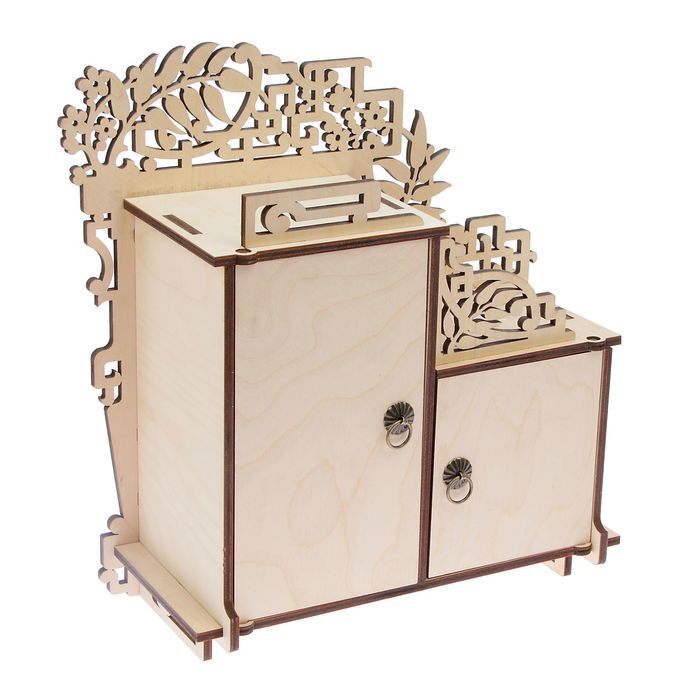 Шкафчик из фанеры для декора (12 деталей) "Резной" 28х32х13 см