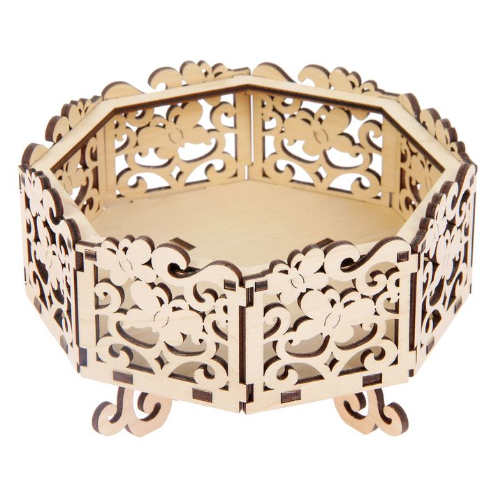 Конфетница для декора "С бабочками" из фанеры, набор 14 деталей,16х16х9 см