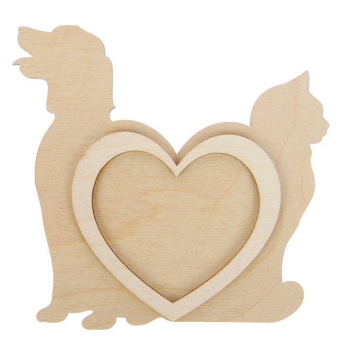 Фоторамка из фанеры для декора (2 детали) "Пес и Кот" 15 см