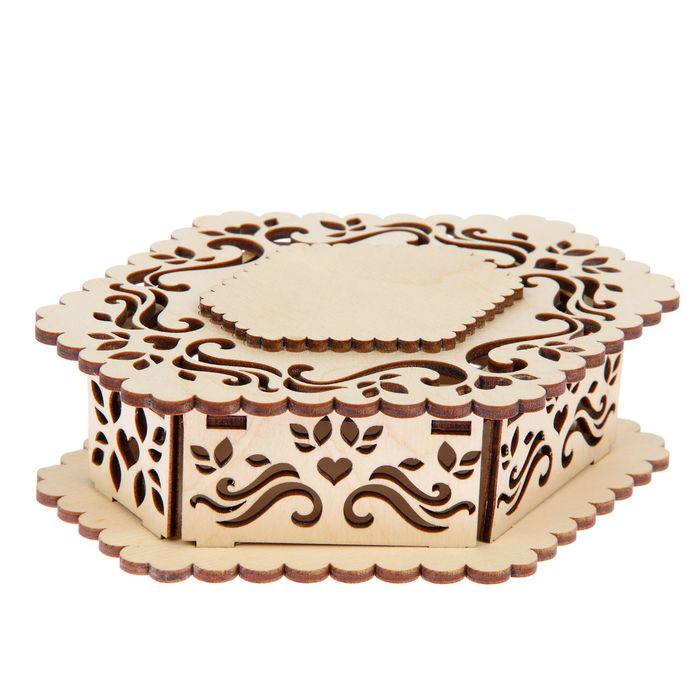 Шкатулка из фанеры "Шестигранная №3" (набор 11 деталей) 16х15х5,5 см