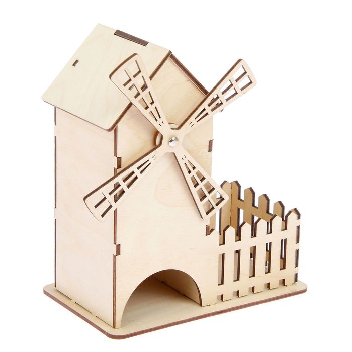 Чайный домик из фанеры "Мельница №2" (набор 12 деталей) 18х9х20 см