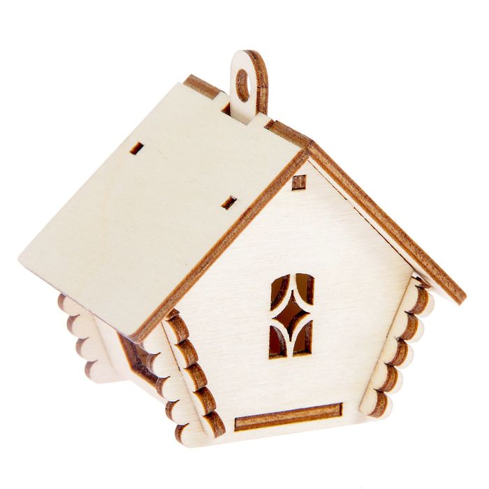 Заготовка для творчества "Избушка №1" с подвесом (набор 8 деталей) 7 см