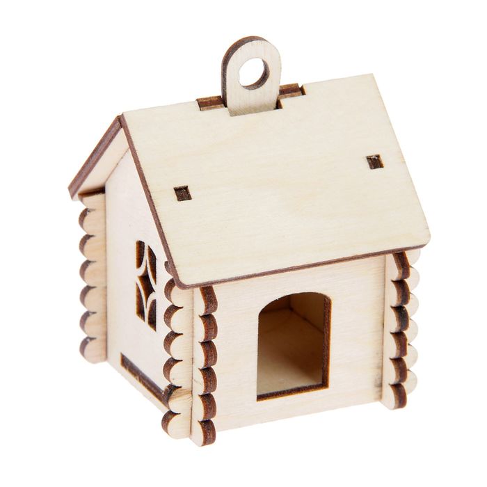 Заготовка для творчества "Избушка №2" с подвесом (набор 8 деталей) 7 см