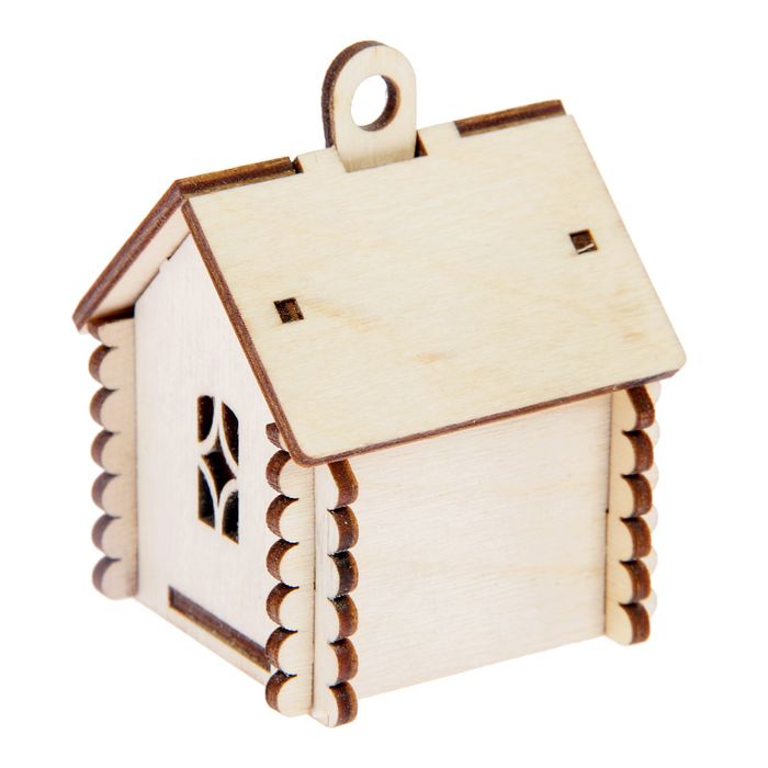 Заготовка для творчества "Избушка №2" с подвесом (набор 8 деталей) 7 см