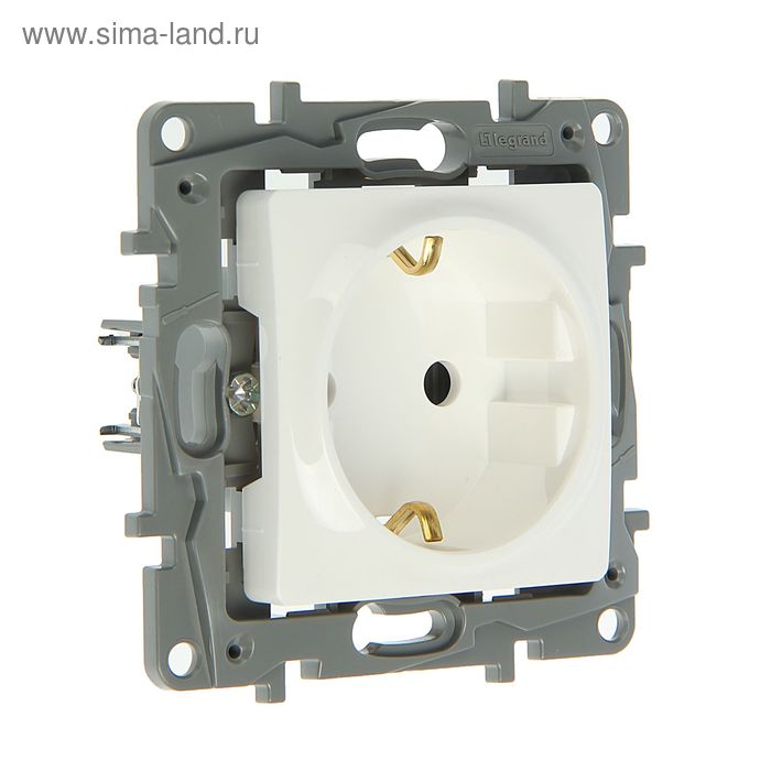 Розетка Legrand Etika 672221, 16 А, одноместная, скрытая, с з/к, белая