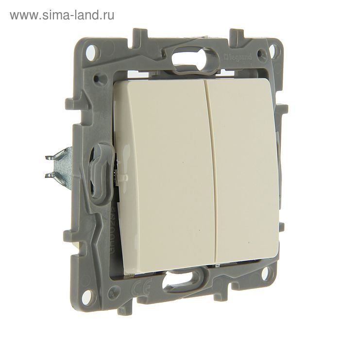 Выключатель Legrand Etika 672302, 10 А, 2 клавиши, скрытый, слоновая кость