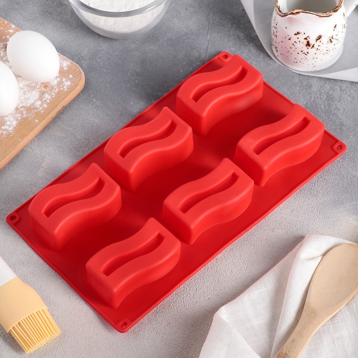 Форма для выпечки, 6 ячеек, 28,5х16,7х3,5 см "Пастила", цвета МИКС