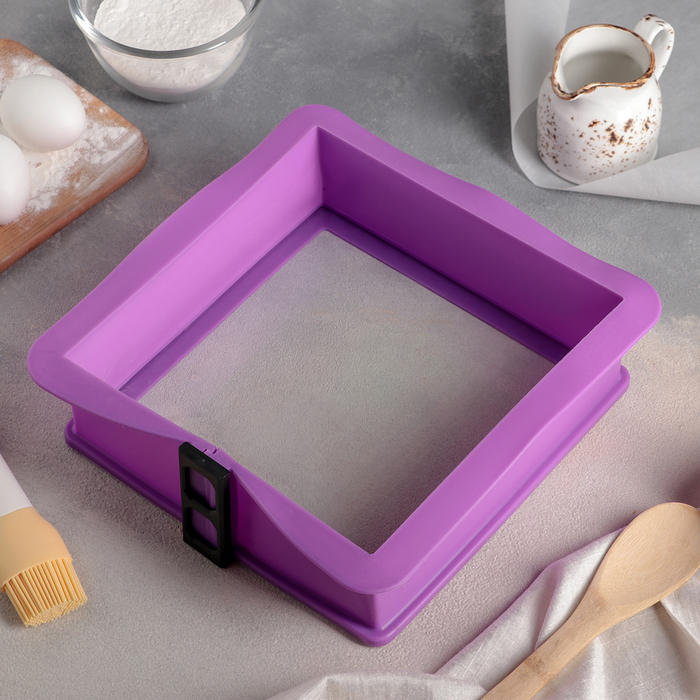 Форма для выпечки со стеклянным дном "Квадрат" 25,5х25,5х7,5 см , цвета МИКС