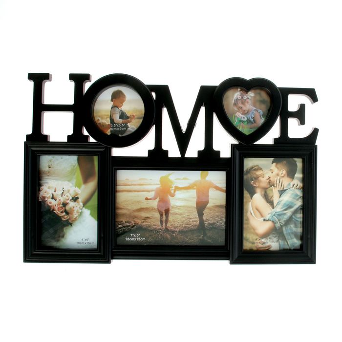 Фоторамка на 5 фото 10х15, 13х18 см "Сердечный дом" чёрная 30х45х3 см