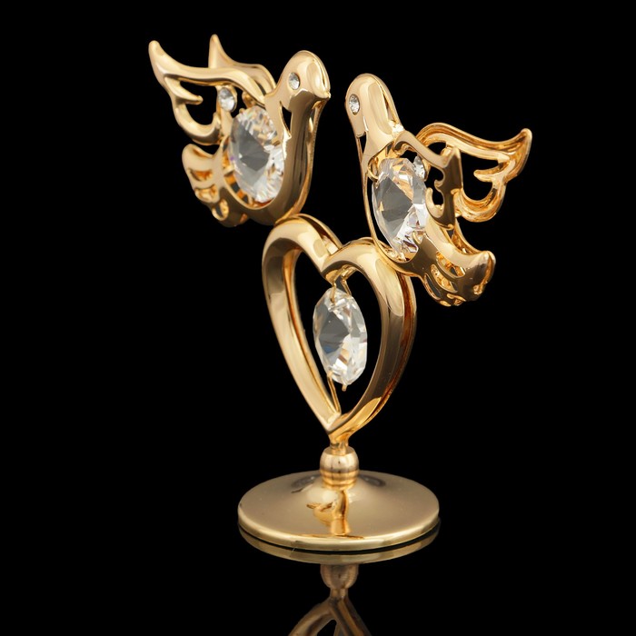 Сувенир «Голуби на сердце», 8х3х7 см, с кристаллами Сваровски