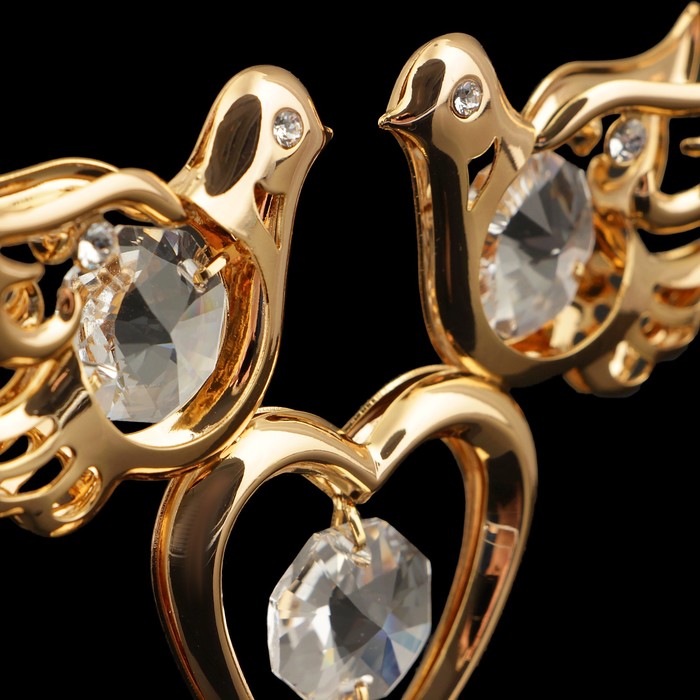 Сувенир «Голуби на сердце», 8х3х7 см, с кристаллами Сваровски