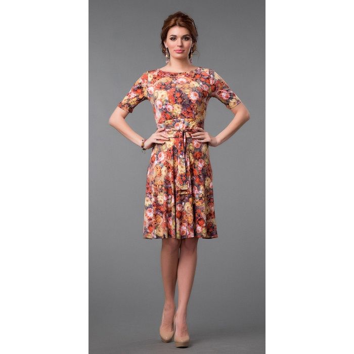 Платье женское, размер 46, принт цветочный 423