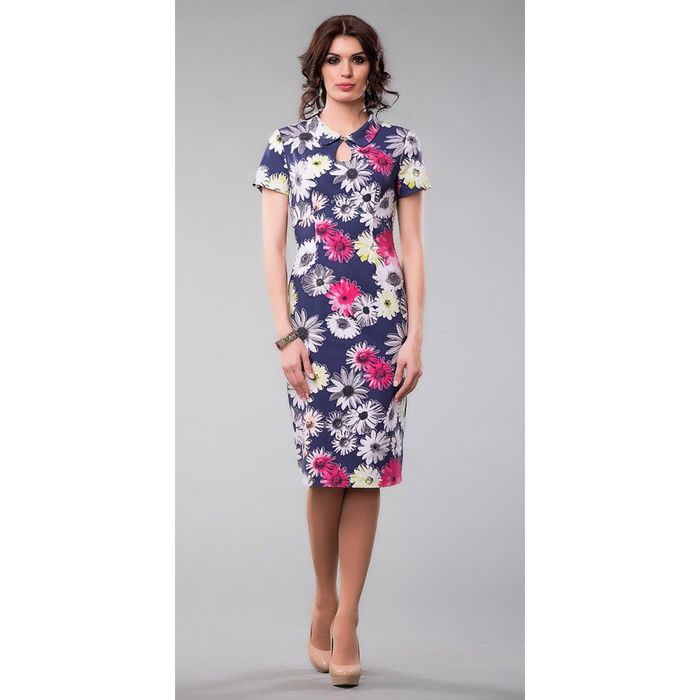 Платье женское, размер 52, принт цветочный 444