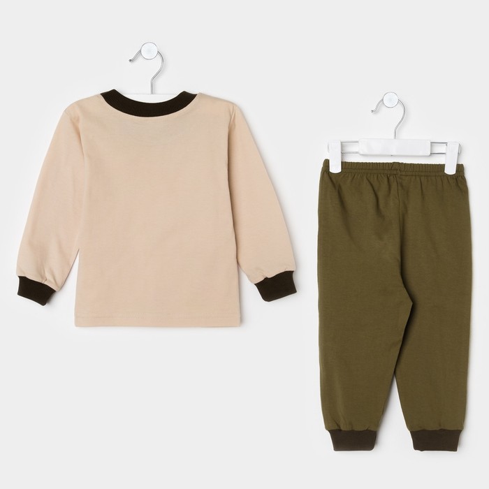 Пижама для мальчика, рост 92 см, цвет молочно-кофейный