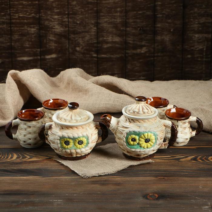 Чайный набор "Подсолнух" 0,7 л, 0,7 л, 0,28 л