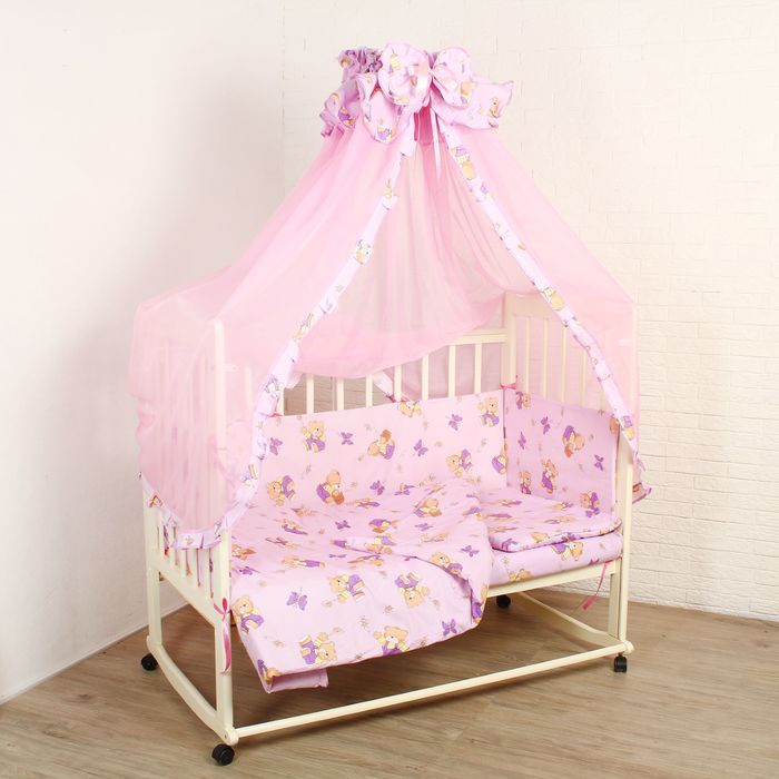 Комплект в кроватку "Мишки с мёдом" (7 предметов), цвет фиолетовый 72/1