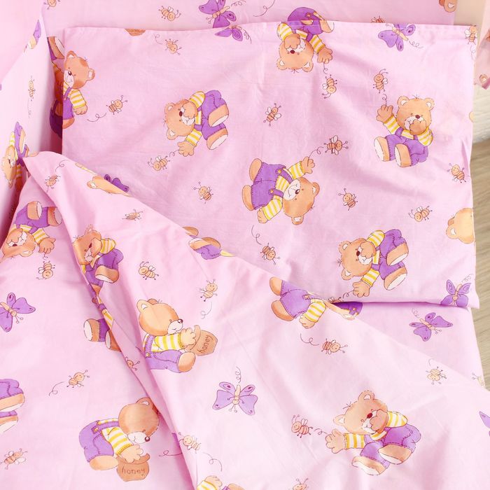 Комплект в кроватку "Мишки с мёдом" (7 предметов), цвет фиолетовый 72/1
