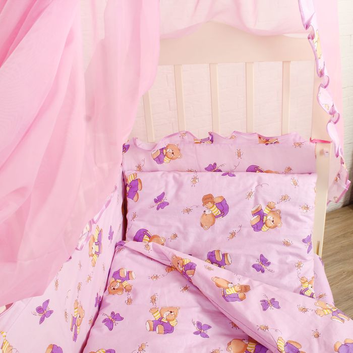 Комплект в кроватку "Мишки с мёдом" (7 предметов), цвет фиолетовый 73/1