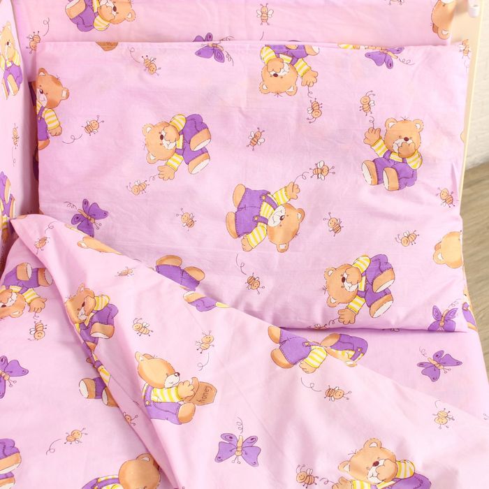 Комплект в кроватку "Мишки с мёдом" (7 предметов), цвет фиолетовый 73/1