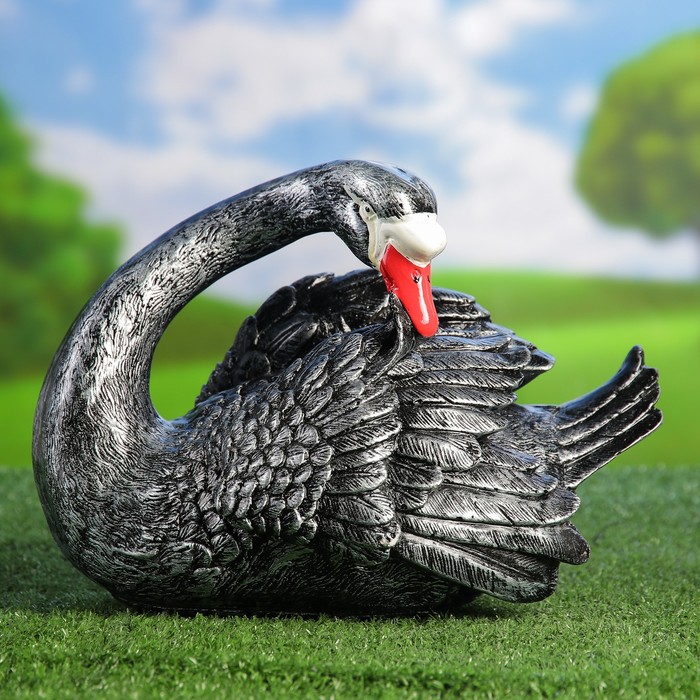 Садовая фигура "Лебедь" средний, серый, 30x28x25 см