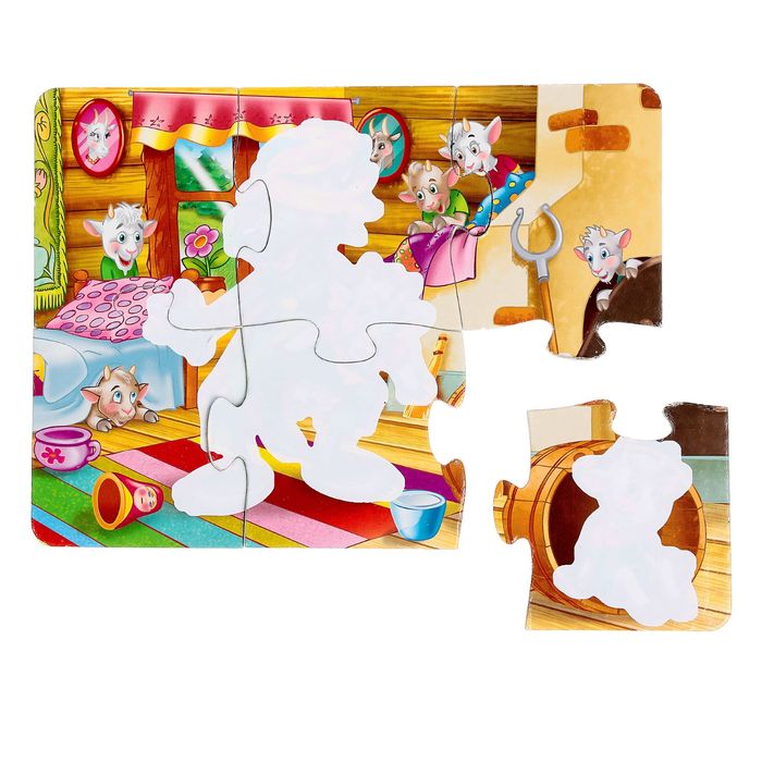 Пазлы "Раскрась водой. Семеро козлят", 6 элементов