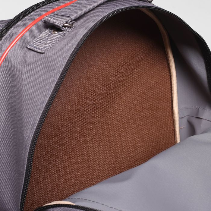 Рюкзак школьный на молнии, 2 отдела, 2 наружных кармана, цвет серый/красный