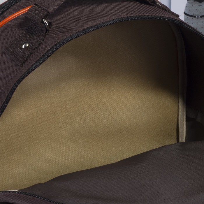 Рюкзак школьный на молнии, 2 отдела, 2 наружных кармана, цвет коричневый