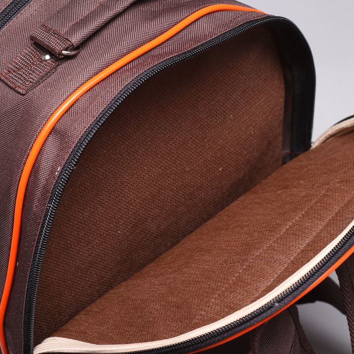 Рюкзак школьный на молнии, 2 отдела, 2 наружных кармана, цвет коричневый