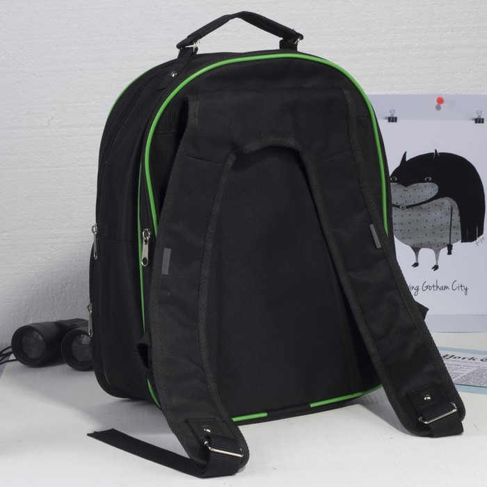 Рюкзак школьный на молнии, 2 отдела, 2 наружных кармана, цвет чёрный