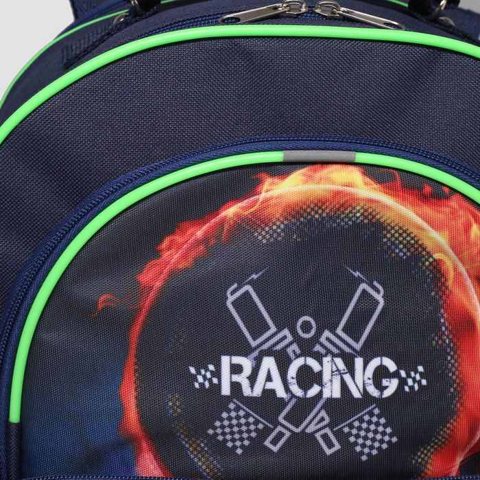 Рюкзак школьный на молнии, 2 отдела, 2 наружных кармана, цвет синий