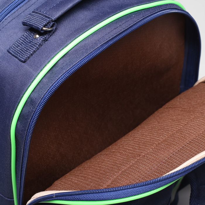 Рюкзак школьный на молнии, 2 отдела, 2 наружных кармана, цвет синий