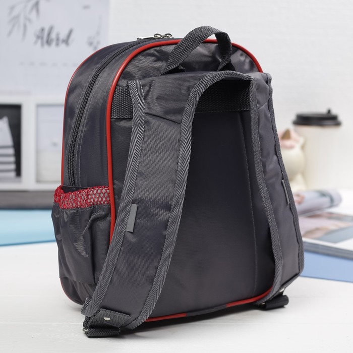 Рюкзак детский на молнии, 1 отдел, 3 наружных кармана, цвет красный/серый