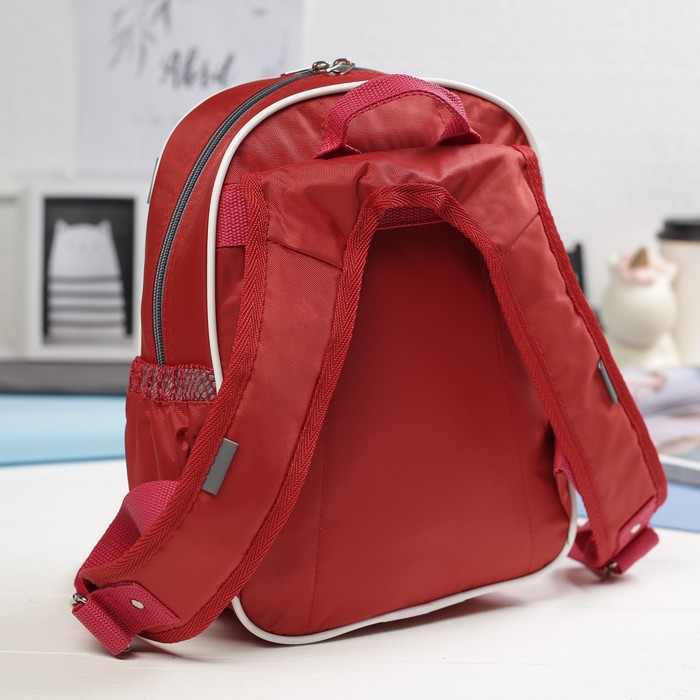 Рюкзак детский на молнии, 1 отдел, 3 наружных кармана, цвет серый/красный