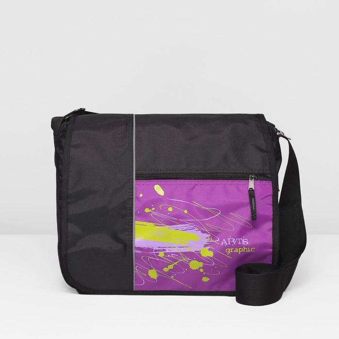 Сумка молод 802 Школьник 36*12*28, 2 отдела на молнии, 3 н/кармана, черный/сирень