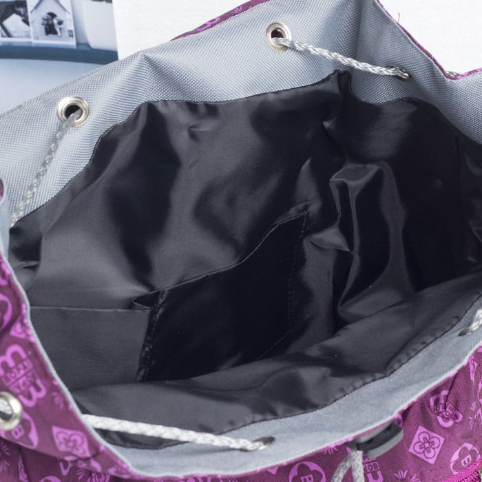 Рюкзак-торба на шнурке, 1 отдел, 3 наружных кармана, цвет фиолетовый