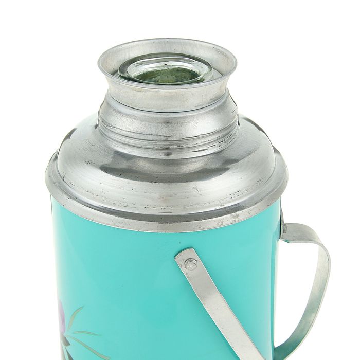 Термос 2000 мл «Пион», с ручкой, 1 кружка, бирюзовый