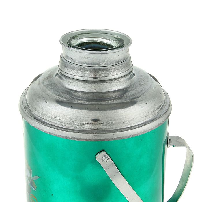 Термос 3200 мл «Роза с орнаментом», с ручкой, 1 кружка, зелёный