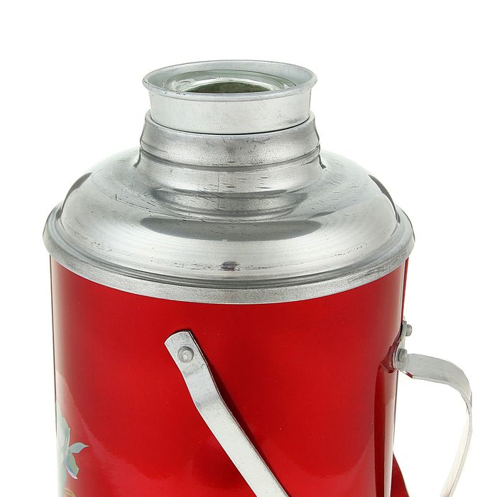 Термос 3200 мл «Розы», с ручкой, 1 кружка, красный