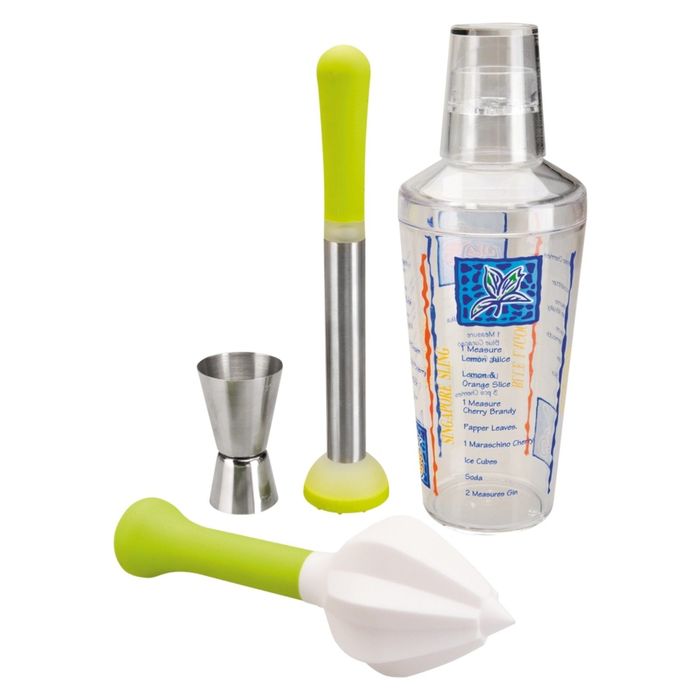 Набор для приготовления коктейля: шейкер, пресс для мохито, соковыжималка, джиггер