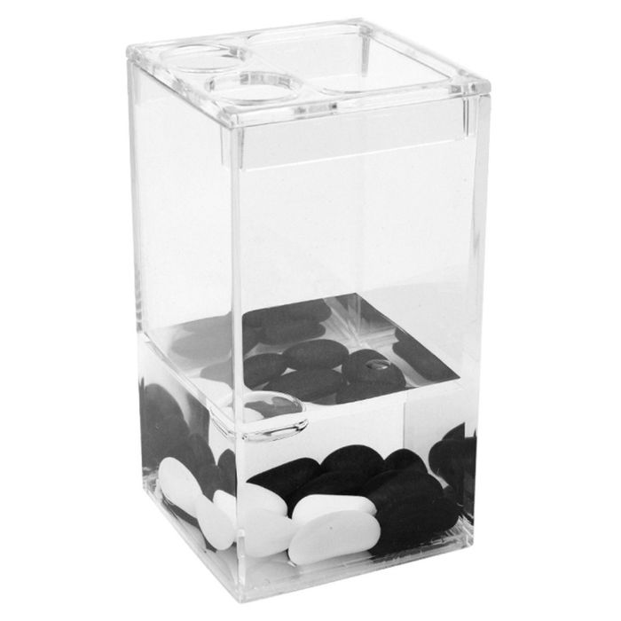 Стакан для зубных щеток с разделителем Black and White