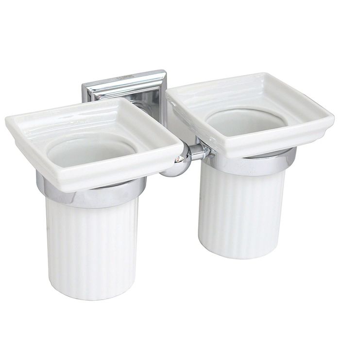 Стакан настенный двойной для зубных щеток Roytend chrome