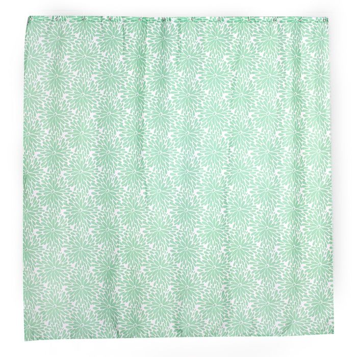 Штора для ванной комнаты тканевая 180x180 см Petal green, кольца в комплекте