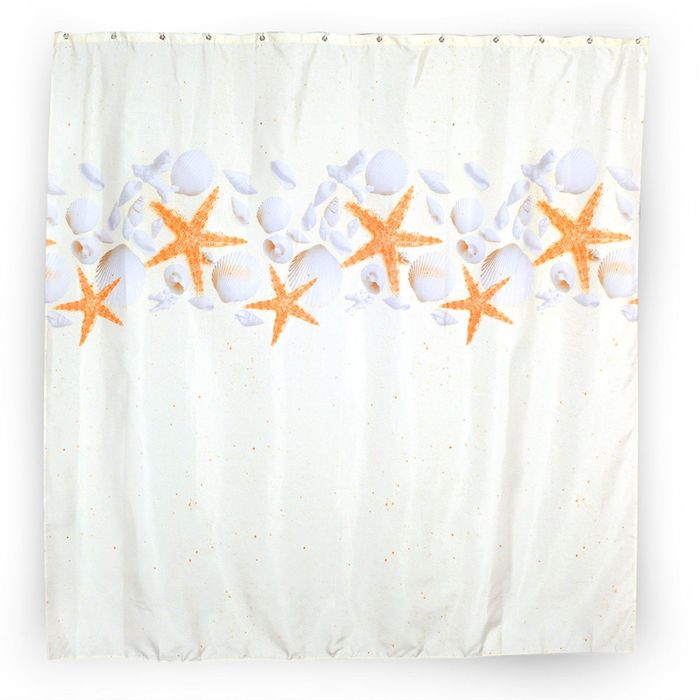 Штора для ванной комнаты тканевая 180x180 см Stars, кольца в комплекте