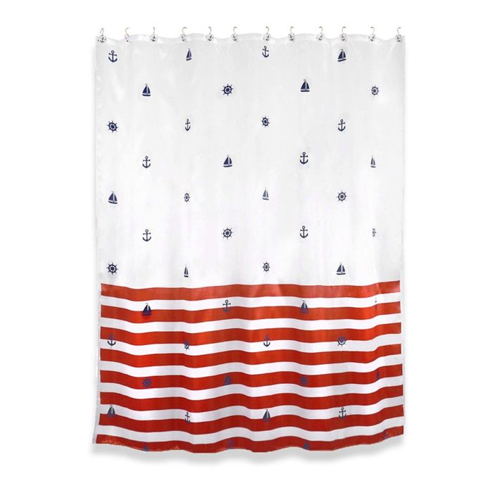 Штора из ткани для ванной комнаты 184х200 см Maritime red