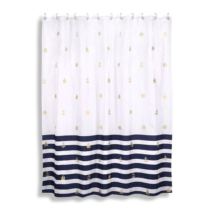 Штора из ткани для ванной комнаты 184х200 см Maritime gold