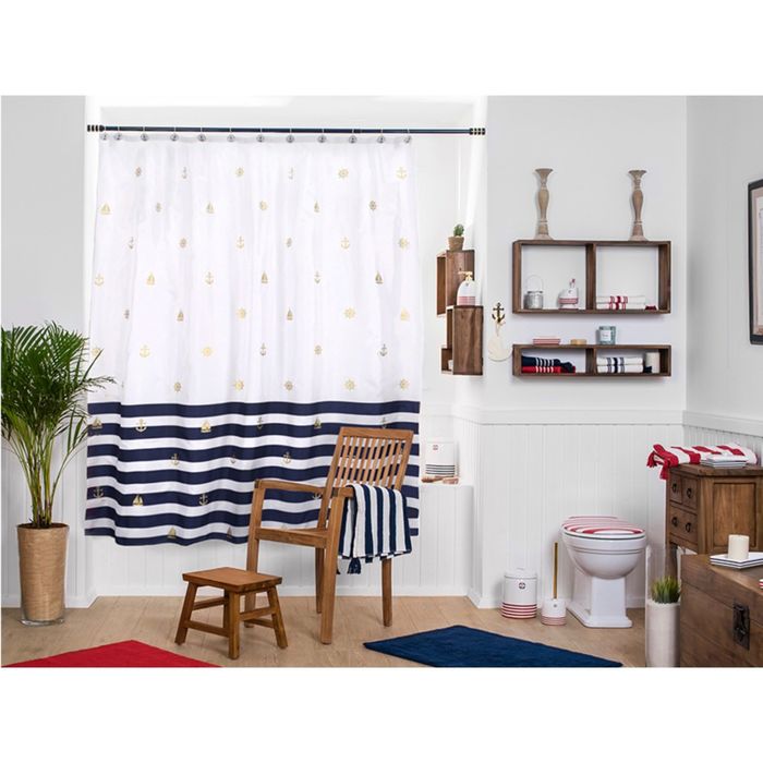 Штора из ткани для ванной комнаты 184х200 см Maritime gold