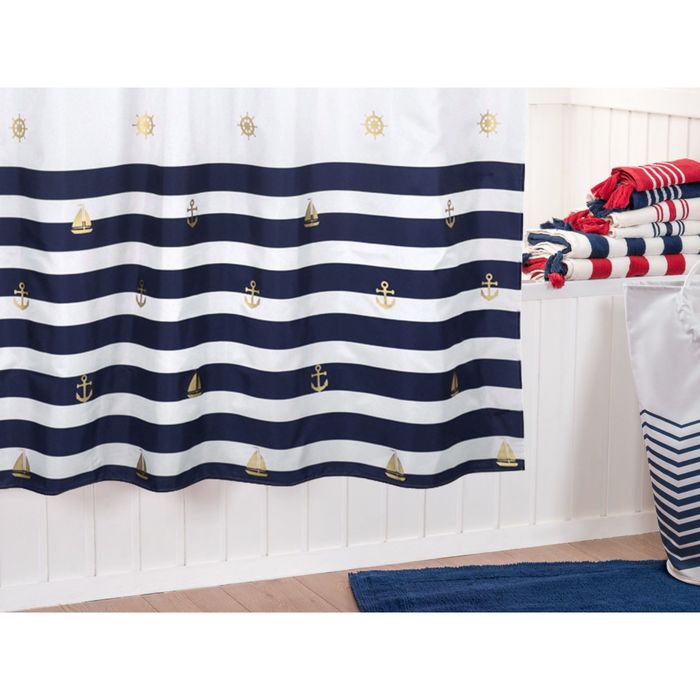 Штора из ткани для ванной комнаты 184х200 см Maritime gold