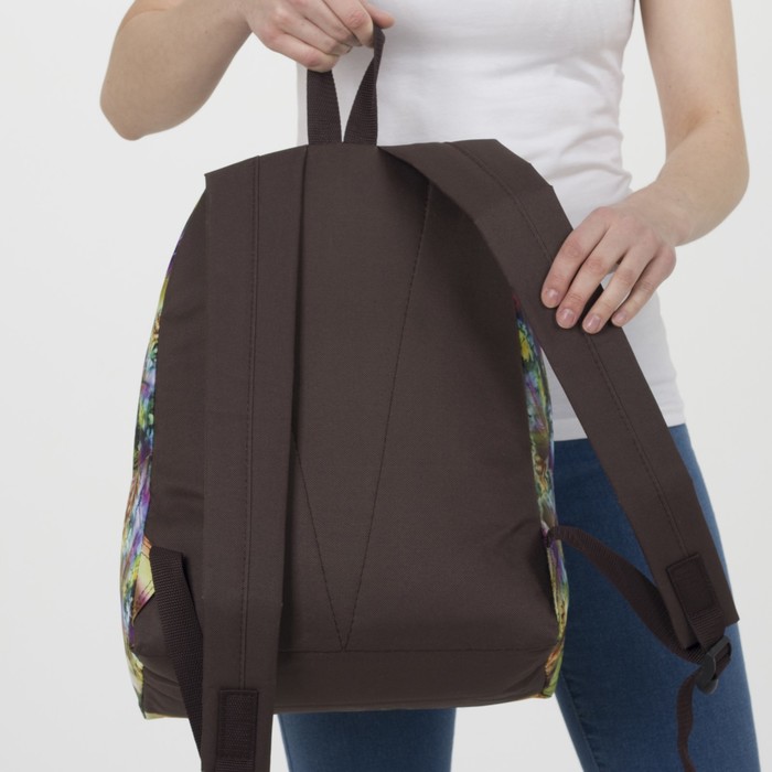 Рюкзак молодёжный на молнии, 1 отдел, наружный карман, цвет коричневый/разноцветный